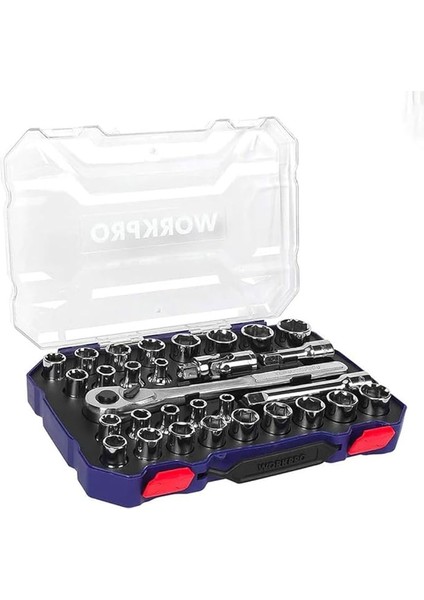 WP202525 30 Parça 1/2’’ Cr-V Metrik/inç Profesyonel Lokma Takımı