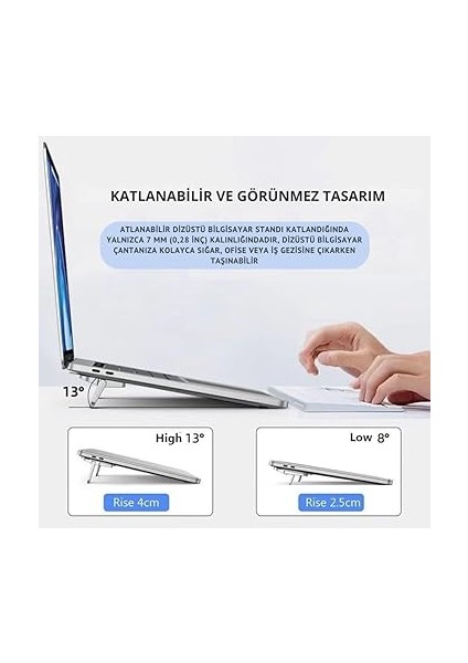 Metal 2 Adet 7mm 3m Yapışkanlı Katlanabilir Ultra Mini Laptop Standı,2 Açılı Laptop Yükseltici fırsatları