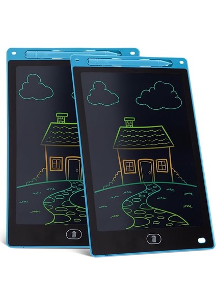 2li Dijital Renkli 10 Inc Çocuk Yazı Tableti Çizim Tahtası LCD Renkli Ekranlı E-Çizim Tableti E-Yazı Tableti (Mavi/mavi)