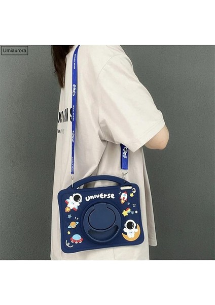 Galaxy Tab S6 Lite P610 P615 Uyumlu Standlı ve Boyun Askılı Astronot Figürlü Tablet Kılıfı Lacivert indirimleri