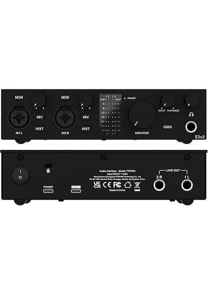 Professional E2X2 | Black Yüksek Kalite Usb-C Ses Kartı: 2-Giriş/2-Çıkış 24BIT/192KHZ, 8...600OHM Arası Kulaklıklara Kadar Kullanılabilir. (Pc/mac) fiyatları