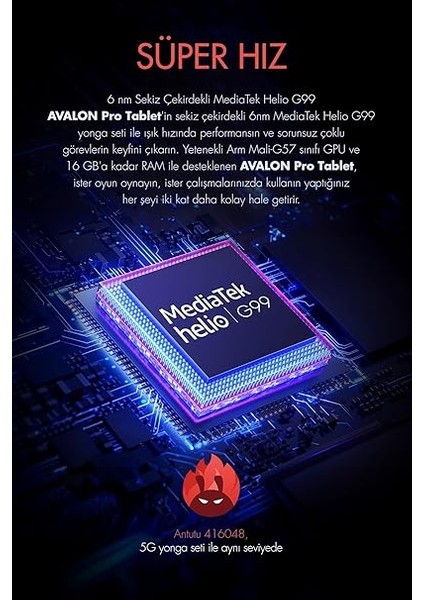 Avalon 256 GB Hafıza 8 GB Ram 10.36 Inc 2.4k 22.000 Mah Pil Harman Kardon Profesyonel Oyuncu Tableti fiyatları