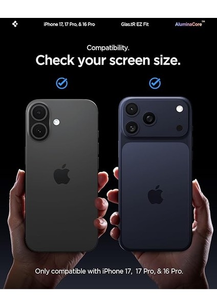 iPhone 17 Pro / 17/16 Pro ile Uyumlu Cam Ekran Koruyucu Aluminacore Iyonlaştırılmış Güçlendirilmiş Cam Teknolojisi Kolay Kurulum Glas.tr Ez Fit Slim Hd (2 Adet) - AGL07928 fiyatları