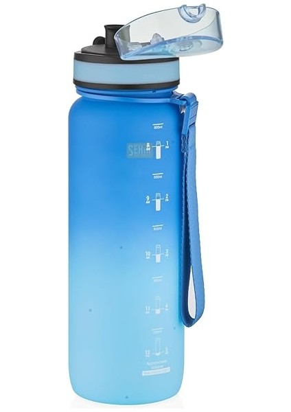 800ML Çift Renkli Sızdırmaz Bpa Içermez Kilitlenebilir Kapaklı Motivasyonel Tritan Su Matarası (Lacivert-Açık Mavi) fiyatları