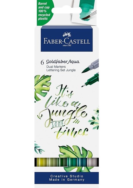 Goldfaber Aqua Çift Uçlu Markör, Kaligrafi, 6'lı Jungle