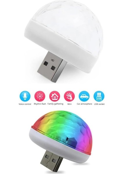 Müziğe ve Sese Duyarlı Mini Parti Disko Topu Rgb USB LED Işık, Müzikle ve Sesle Değişen Renkli Işıklar, Ses Duyarlı Araç Içi Led, Parti, Doğum Günü, Kutlama Işıkları (2 Adet) fırsatları
