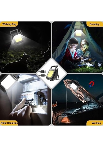 Işıklı Şarjlı Anahtarlık Mıknatıslı Işıldak 3 Fonksiyonel Tamir Projektörü Kamp Feneri Flaşör fırsatları