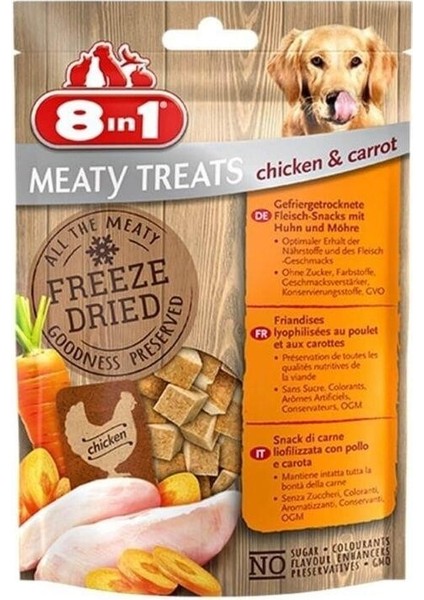 Meaty Treats Freeze Dried Tavuklu ve Havuçlu Kurutulmuş Tahılsız Köpek Ödülü 50 gr