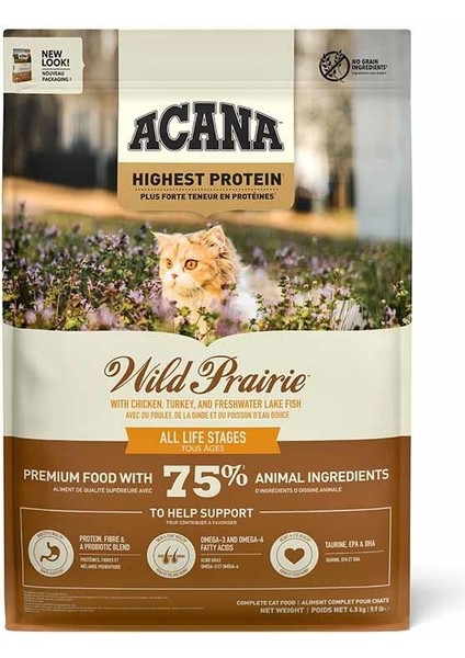 Wild Prairie Tavuklu ve Balıklı Tahılsız Tüm Irk ve Yaşam Evreleri Için Kedi Maması 4,5 kg