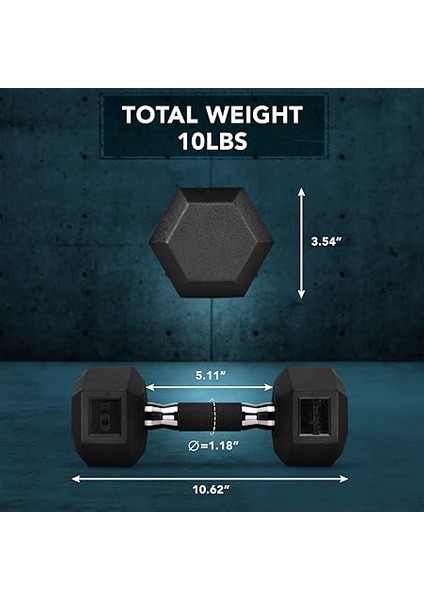 Kauçuk Kavrama Kaplı Altıgen Dambıllar - Kaymaz El Ağırlıkları 2,27-22,7 kg Tekli modelleri