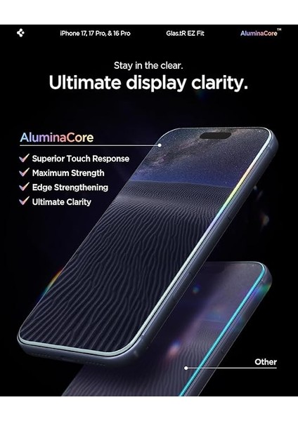iPhone 17 Pro / 17/16 Pro Cam Ekran Koruyucu Aluminacore™ Iyonlaştırılmış Güçlendirilmiş Cam Teknolojisi Kolay Kurulum Glas.tr Ez Fit Slim Hd (2 Adet) - AGL07928 indirimleri