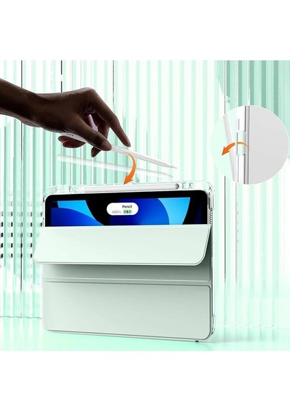 Ipad Air 11INÇ 2024 Air 4/5/6.nesil 10.9 ile Uyumlu Kılıf Pen Charge Şeffaf Kalem Bölmeli Case, Pembe indirimleri