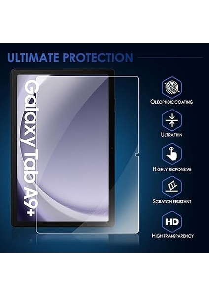 2 Adet Tam Ekran Koruyucu Folyo Samsung Galaxy Tab A9 Plus 11 Inç 2023 Için Ekran Koruyucu 9h Sertlik Çizilmez Kabarcık Önleyici Folyo Cam Galaxy Tab A9+ Plus SM-X210/X216/X218 Için modelleri