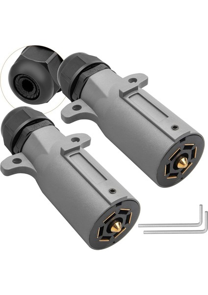 Rv 7 Pin Römork Fişi IP68 Su Geçirmez Contalı 2 Pcs 7 Yollu Rv Tarzı Römork Yan Konnektörü 7 Nokta Römork Kablo Fişi (Yurt Dışından)