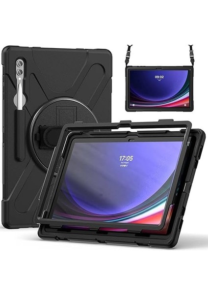 Galaxy Tab S8 Ultra/s9 ULTRA/S10 Ultra ile Uyumlu Kılıf Defender Askılı Zırhlı Tank Case X900 X910 X920 Siyah modelleri