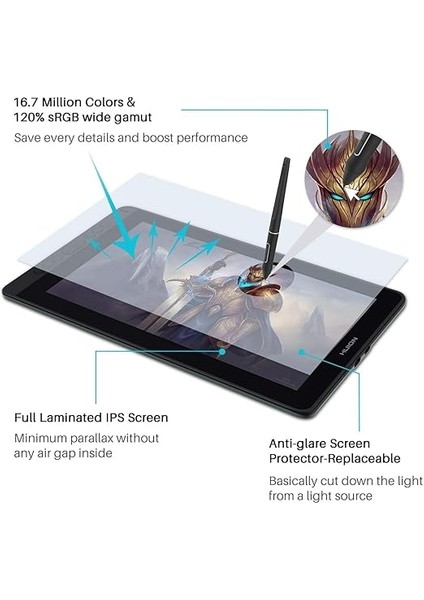 Kamvas 13 IPS Panel Full Hd LCD Grafik Tablet 36.65CM x 21.74CM, 8192 Kademe Basınç Hassasiyetli, 120% Srgb, 5080LPI Çözünürlük (HUGS1331) modelleri