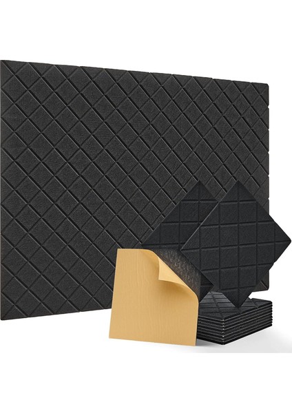 12 Pack Akustik Paneller Kendi Yapışkanlı 12X12X0 4in Ses Geçirmez Köpük Paneller Duvarlar Için Ses Emici Karo Siyah (Yurt Dışından)