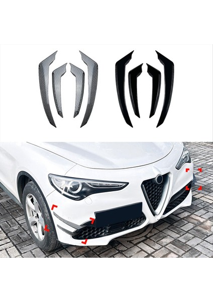 Araba Ön Tampon Spoiler Ayırıcı Kapak Yan Dudak Ayırıcı Trim Alfa Için Romeo Stelvio 2017+ Parlak Siyah (Yurt Dışından) fırsatları