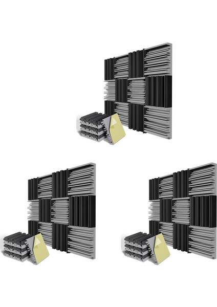 36 Paket Kendi Kendine Yapışkan Ses Geçirmez Köpük Paneller 12 x 12 x 2 Inç Akustik Köpük Duvar Ev Stüdyo Için (Yurt Dışından)