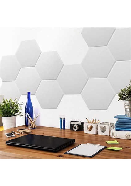 12 Paket Kendi Kendine Yapışkan Akustik Panel 14 x 12 x 0 4 Inç Ses Geçirmez Paneller Altıgen Ses Emici Paneller Beyaz (Yurt Dışından)