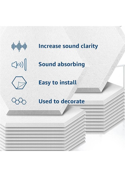 12 Paket Kendi Kendine Yapışkan Akustik Panel 14 x 12 x 0 4 Inç Ses Geçirmez Paneller Altıgen Ses Emici Paneller Beyaz (Yurt Dışından) indirimleri