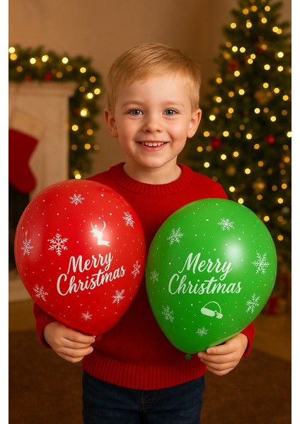 8 Adet Yılbaşı Desenli Balon Yılbaşı Ağacı Süsü Yset Ağacı Süslemeleri Topları Topu Parti Asılı Top Yılbaşı Süsleri Yeşil ve Kırmızı