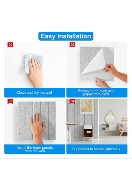 12 Paket Ses Geçirmez Köpük Panelleri 12X12X0 4 Inç Kendi Kendine Yapışkan Akustik Duvar Panelleri Akustik Için Gümüş Gri (Yurt Dışından) modelleri