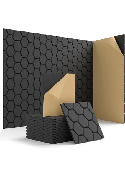 15 Paket Ses Geçirmez Duvar Panelleri 12X12X0 4 Inç Kendi Kendine Yapışkan Ses Emici Panel Ses Geçirmez Paneller Siyah (Yurt Dışından)