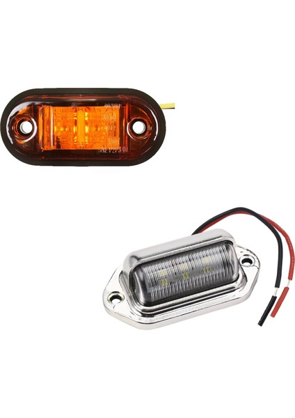 12V / 24V 2 LED Yan Işaret Lambaları Araba Kamyonu Römorku Için Lamba E Işaretli Amber ve 12-24V 6 LED Numara Plaka Lambası (Yurt Dışından) fiyatları