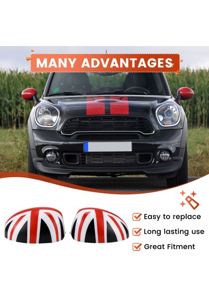 Bmw Mini Cooper Için R50 R52 R53 Rhd Rhd Dikiz Aynası Ters Ayna Kapak Kabuğu Dekorasyonu Otomobil Parçaları Kırmızı Bayrak (Yurt Dışından) indirimleri