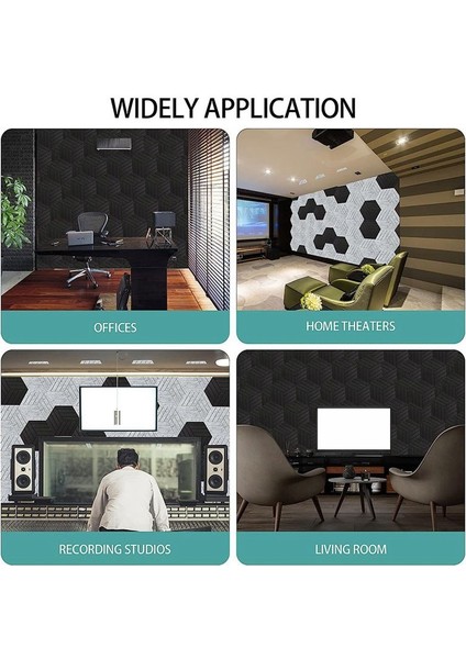 12 Paket Akustik Paneller Kendi Yapışkan Hekson Akustik Paneller Ses Geçirmez Duvar Panelleri Gürültü Yankıları Azaltma (Yurt Dışından) fırsatları