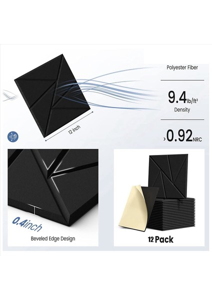 24PACK Akustik Paneller Kendinden Yapışkanlı 110 4inch Ses Geçirmez Köpük Panelleri Ses Panelleri Yoğunluklu Siyah (Yurt Dışından) fırsatları