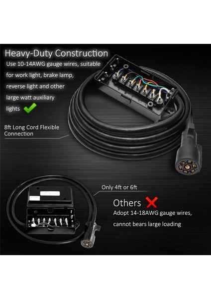 8 Ayak 7 Pin Römork Fiş Kablo Demeti 7 Yollu Rv Römork Kablosu Kablosu 7 Çete Su Geçirmez Bağlantı Kutusu (Yurt Dışından) fırsatları