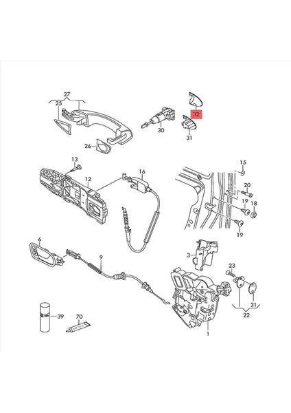 2x 1K8837879 5KD837879 Ön Sol Kapı Kolu Kilit Silindir Kapağı Golf 6 Passat Sharan Skoda Süper Koltuk Siyah (Yurt Dışından) fiyatları