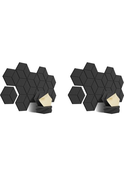 Ses Yalıtımı ve Akustik Için 24 Paket Akustik Köpük Kendi Yapışkanlı Ses Geçirmez Paneller (Siyah) (Yurt Dışından)