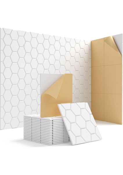 15 Paket Ses Geçirmez Duvar Panelleri 12X12X0 4 Inç Kendi Kendine Yapışkan Ses Emici Panel Ses Geçirmez Paneller Beyaz (Yurt Dışından)