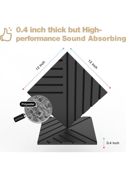 12 Paket Duvarlar Için Kendi Yapışkanlı Ses Geçirmez Köpük Paneller 12X12X0 4 Inç Ev Stüdyo Ofis Için Akustik Paneller (Yurt Dışından) fırsatları