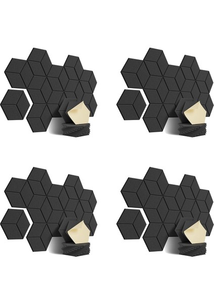 48 Ses Izolasyonu ve Akustik Için (Siyah) Paket Akustik Köpük Kendi Yapışkan Ses Geçirmez Paneller (Yurt Dışından)