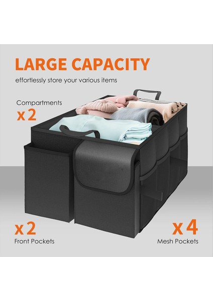 Araba Için Bagaj Organizatörü - Büyük Kapasiteli Otomobil Organizatörü Suv ve Sedanlar Için Katlanabilir Bagaj Organizatörü Gray (Yurt Dışından) indirimleri