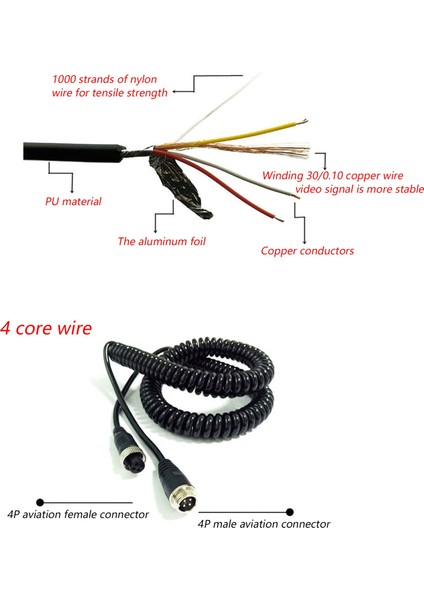 8m Araba Video Havacılık Yay Çizgisi 4 Pimli Uzatma Kablosu Arka Görünüm Kamera Kamyonu Trailer (Yurt Dışından) modelleri