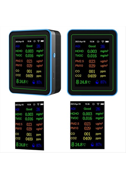 Tuya Wifi 12 In 1 Hava Kalitesi Monitörü Çok Fonksiyonlu Pm2 5 Aqı PM1O Hcho Tvoc Co Co2 Ekranlı Hava Dedektörü Siyah (Yurt Dışından) fiyatları