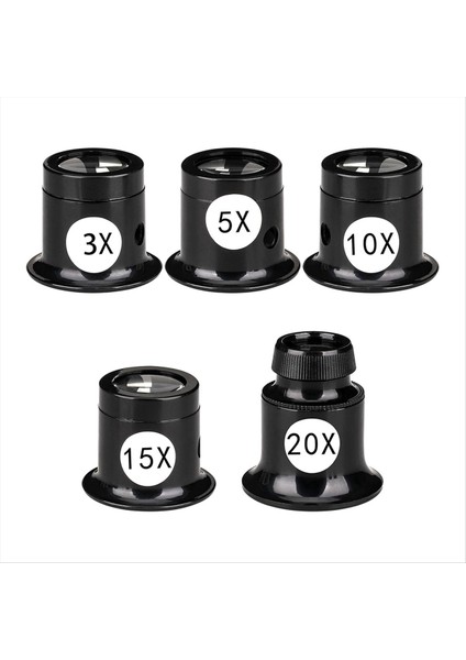 5 Pcs Taşınabilir Monoküler Büyüteç Kuyumcuları Loupe 3X/5X/10X/15X/20X El Tipi Büyüteç Kubbe Optik Lens Büyüteç Camı (Yurt Dışından)