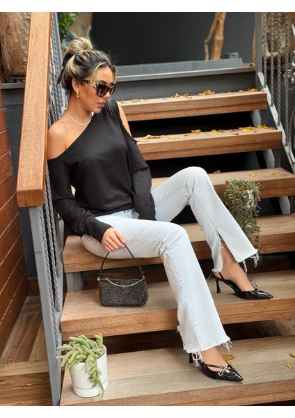 Kadın Omuzdan Açık Askılı Viskon Iki Iplik Bluz fiyatları