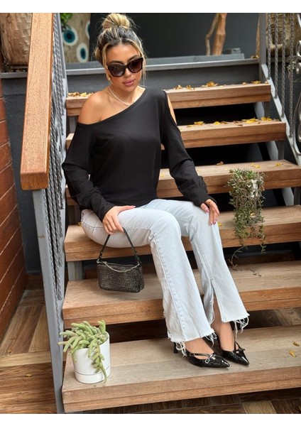 Kadın Omuzdan Açık Askılı Viskon Iki Iplik Bluz modelleri