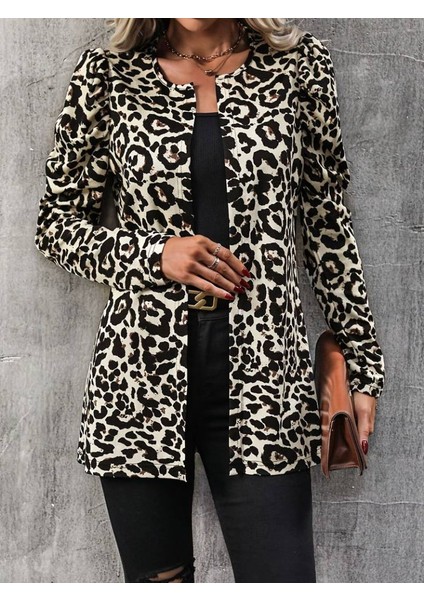 Kadın Uzun Kollu Alın Omuz Önü Açık Şardonlu Dalgıç Ceket
