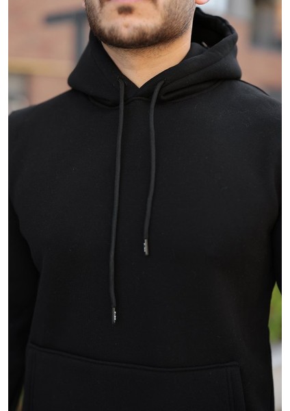 Erkek Kapüşonlu Üç Iplik Şardonlu Hoodie modelleri