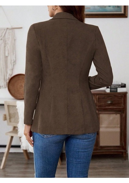 Kadın Uzun Kollu Yakalı Tek Düğmeli Süet Ceket modelleri