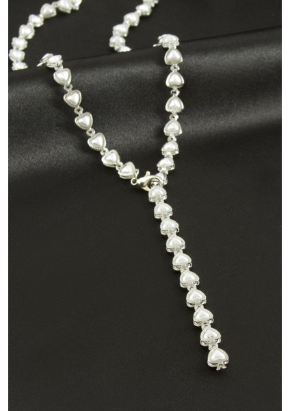 Kalp Zirkon Taşlı Çelik Y Kolye