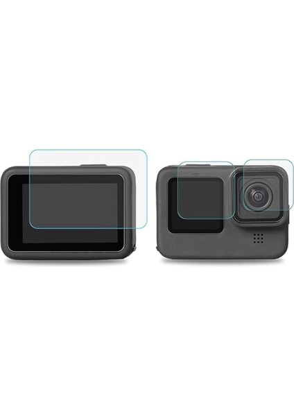Hero 9 Temperli Cam Ekran Koruyucu, Gopro Hero 9, 10, 11, 12 Black ile Uyumlu