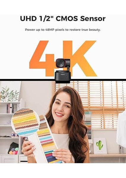 Tiny 2 Lite Web Kamerası 4K Ptz, Yapay Zeka Izleme ve Otomatik Odaklama, 1/2 Inç Sensörlü Web Kamerası, Hareket Kontrolü, 60 Fps, Hdr Işık Düzeltme, Pc Için Web Kamerası, Akış, Toplantı Vb. fiyatları